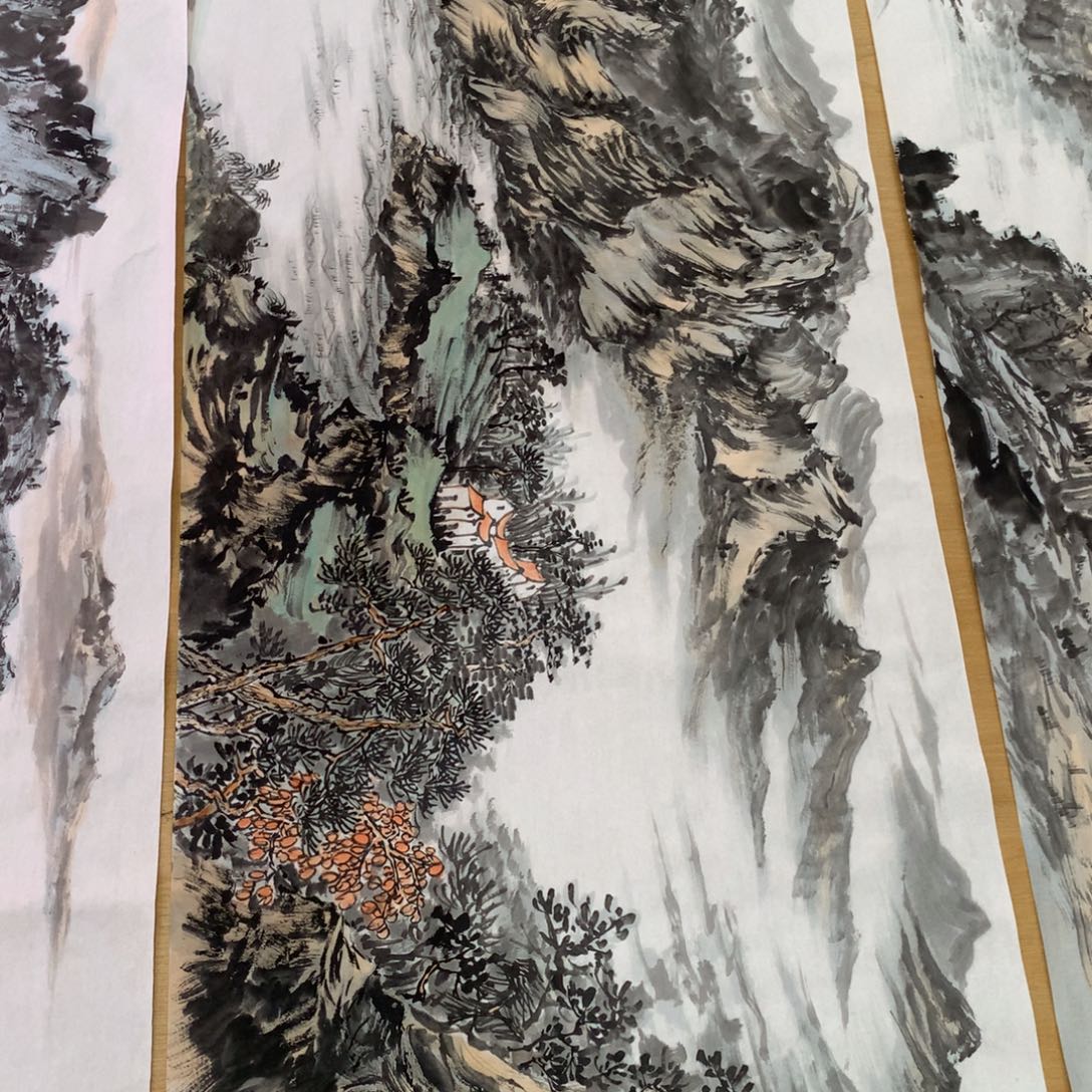 六***曲国画不落款小六尺山水