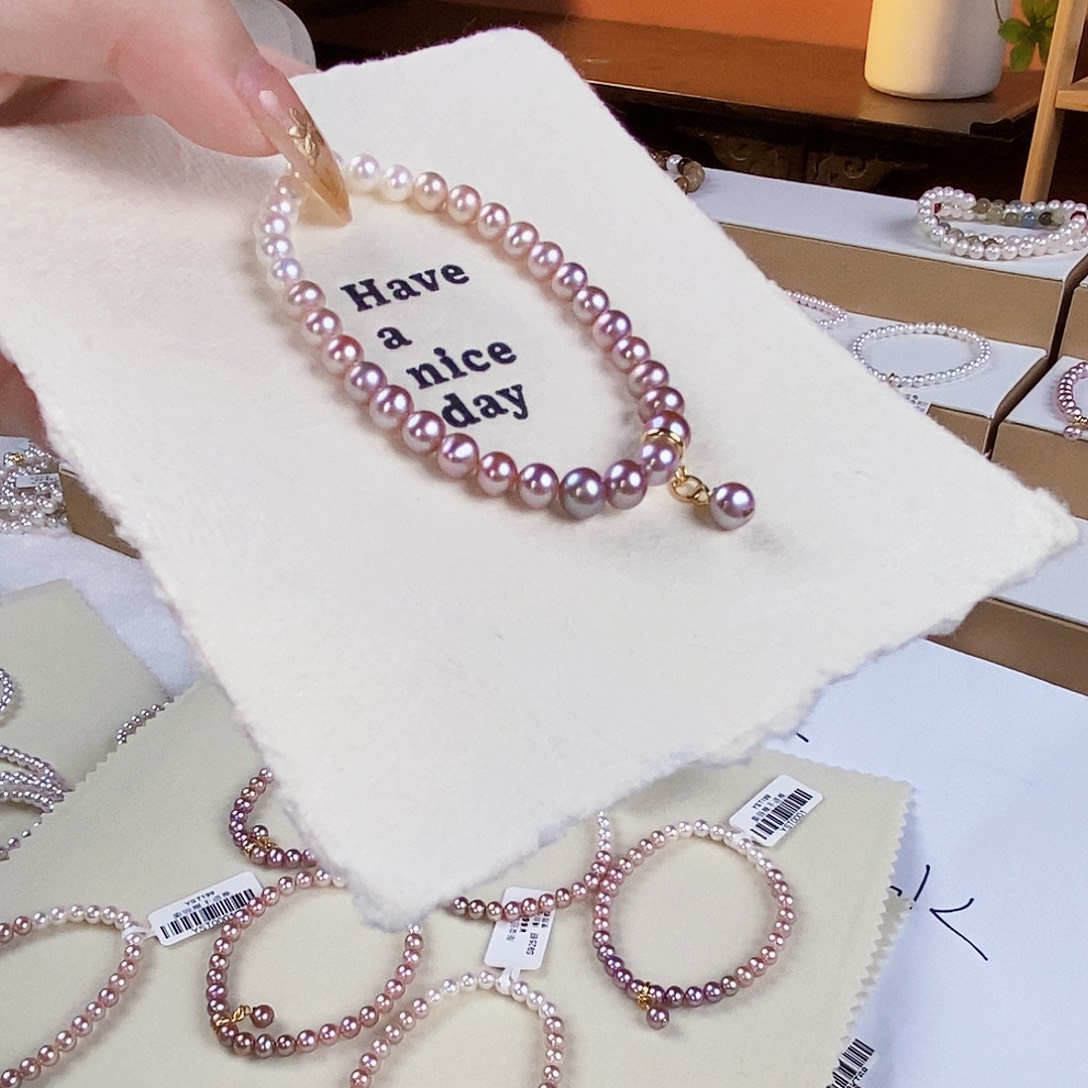 银S925镶嵌手绳淡水珍珠