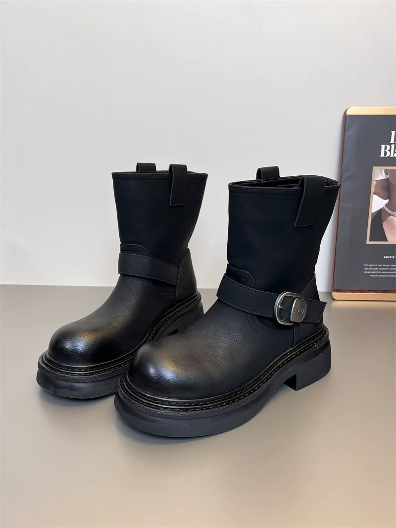 2024秋冬欧美风秋冬厚底复古马丁靴7661