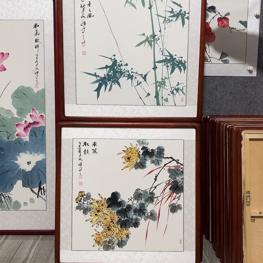 国画书画作品带框63×63