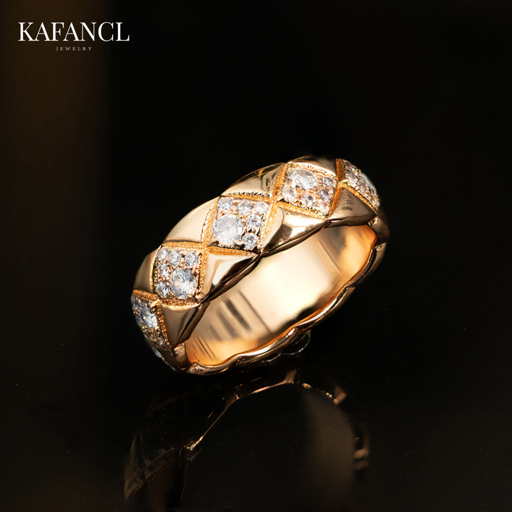 镀K金 水冰月菱格镶嵌戒指 ZH-D194