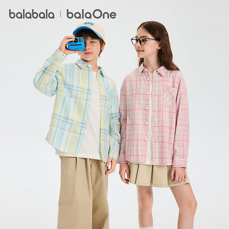 【balaOne】巴拉巴拉童装儿童长袖衬衫宝宝女童男童2026新款春装