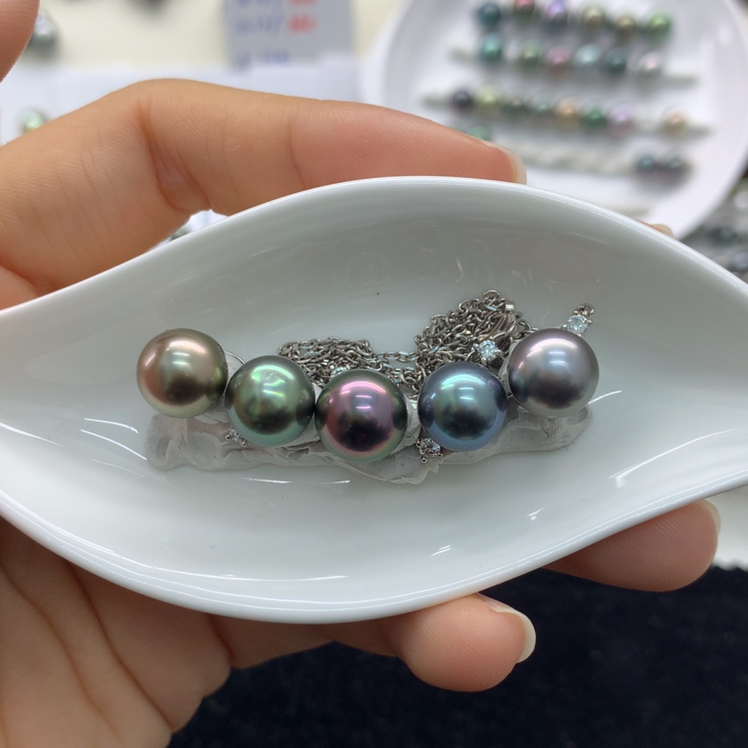 海水珍珠裸珠辣色5珠9-10mm～小