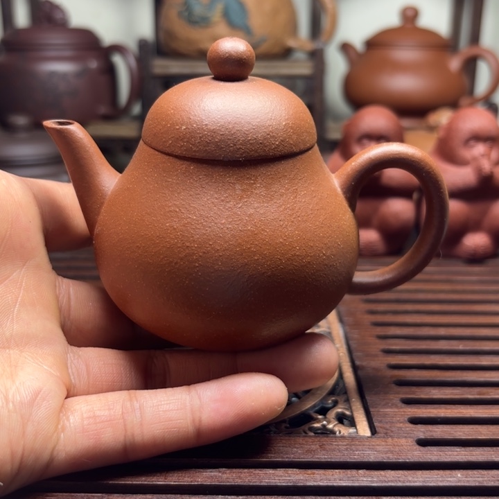 紫砂茶壶紫砂壶精工半手原矿红将坡