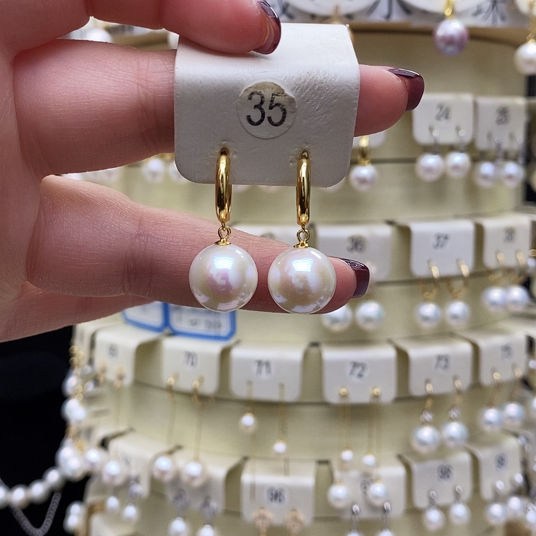 淡水珍珠耳饰银S925镶嵌