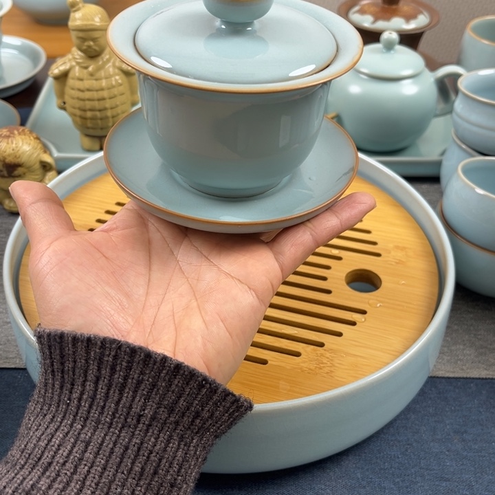 杯天青元宝盖碗一级全品