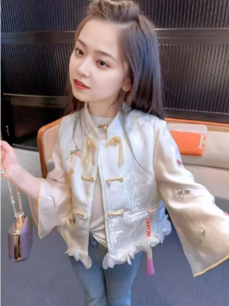 女童秋打底马甲唐装