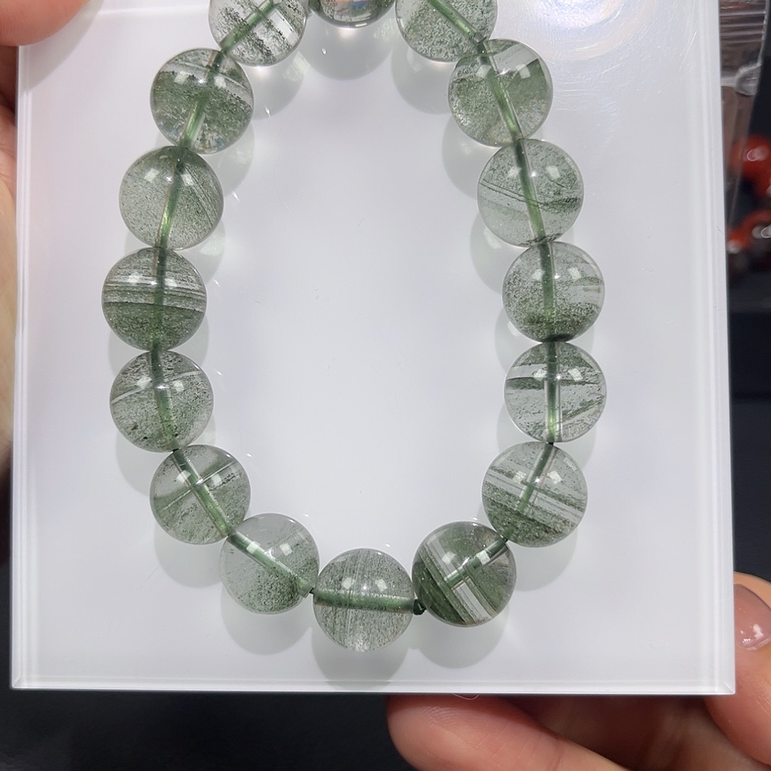 未镶嵌水晶珠宝半成品绿幽灵千层手链A13.5