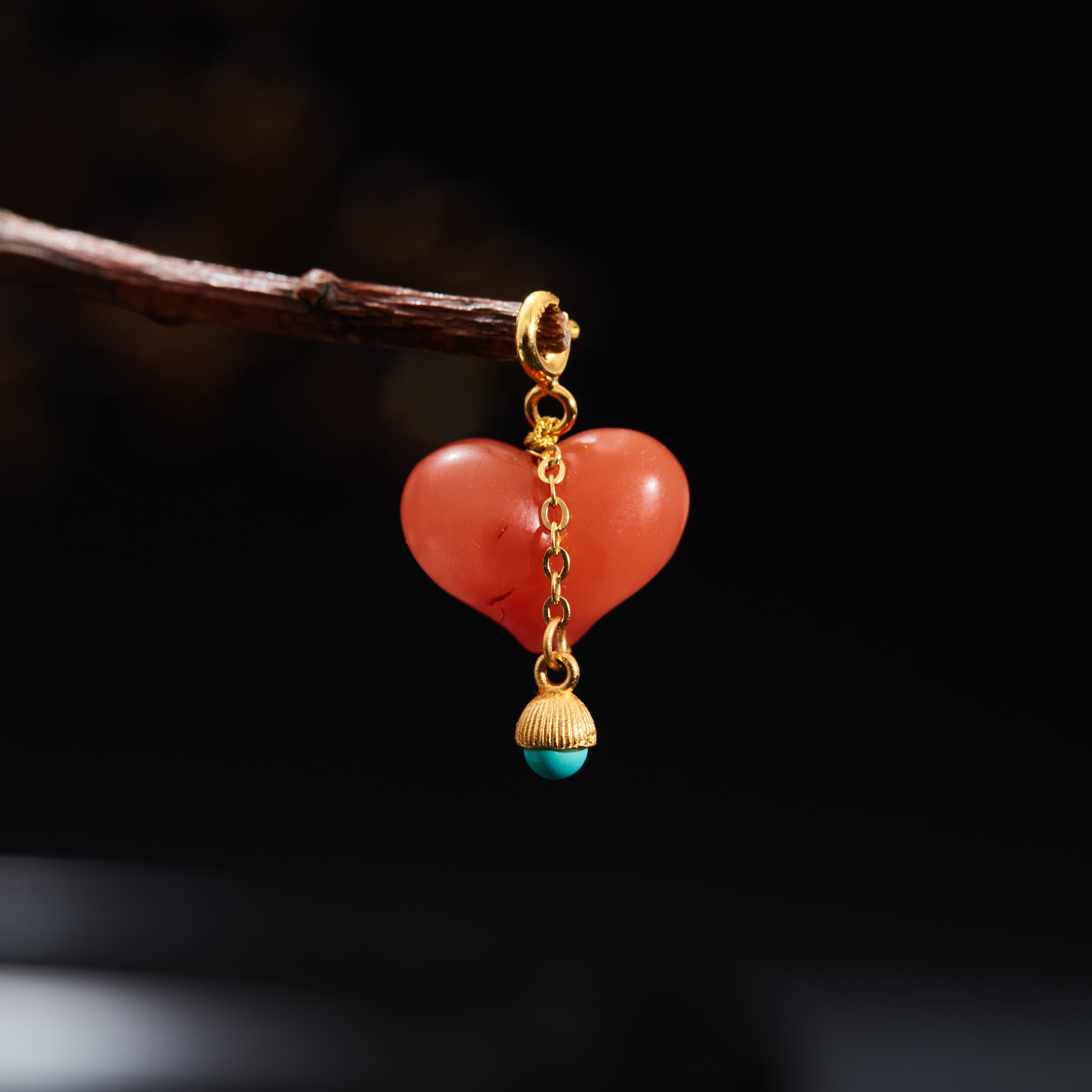 【云上雅岚】沐花意丨C55171-S925南红爱心吊坠-9mm-多样性发一件