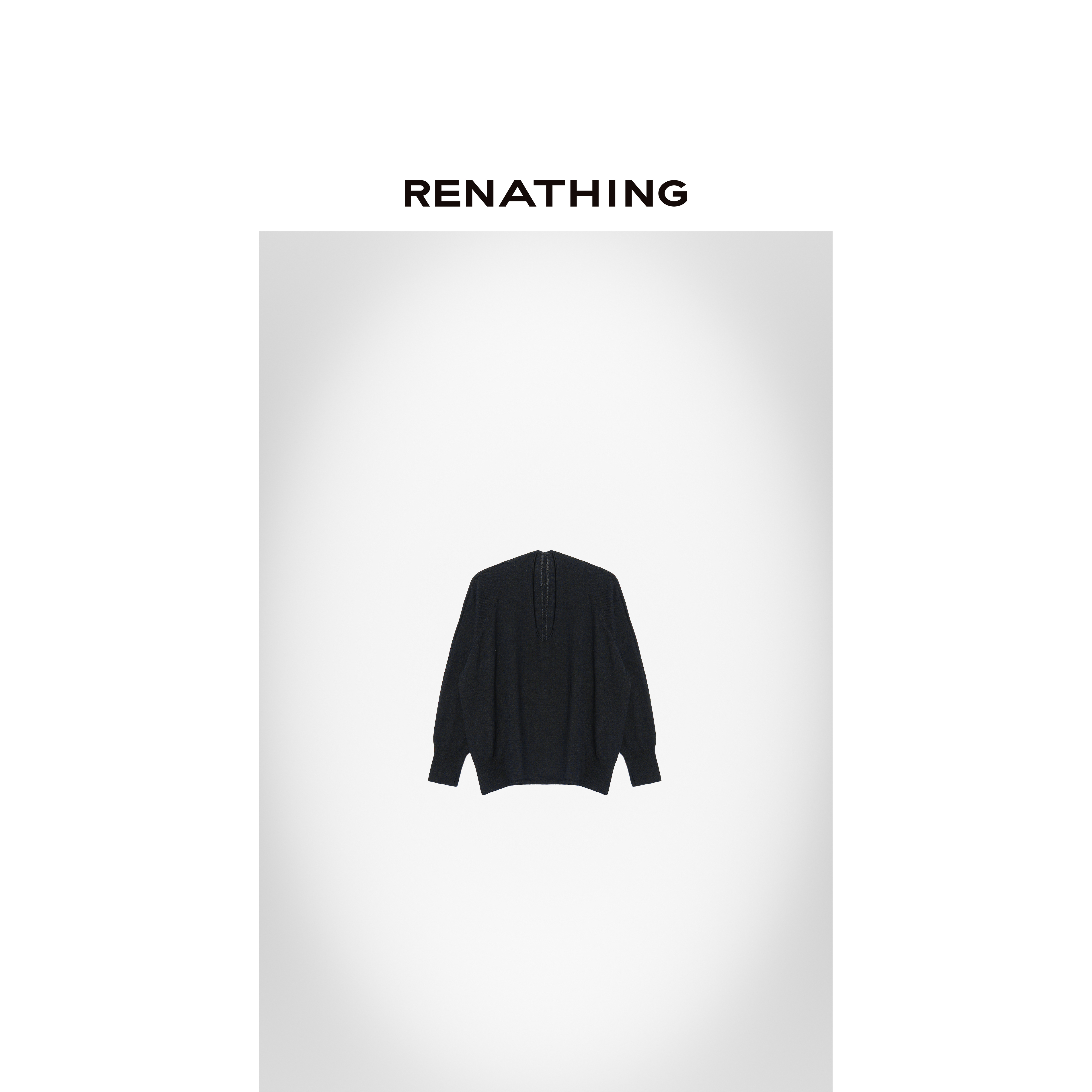 【RENATHING】无缝薄款V领针织衫