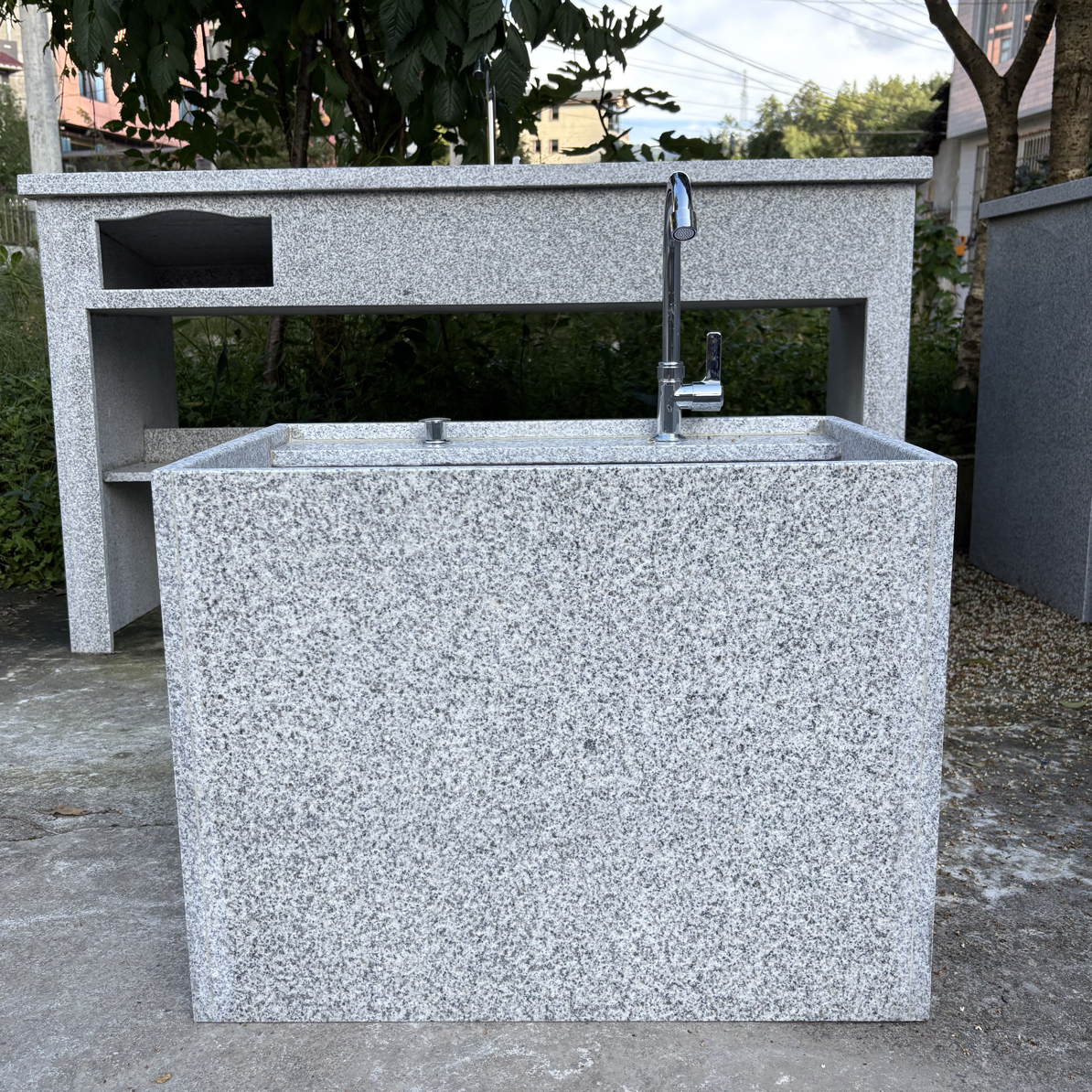 天然花岗岩户外拖把池台控一键下水庭院墩布池洗拖把水池水槽