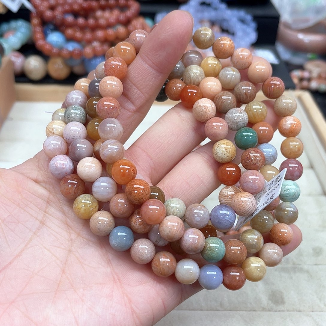 硅化珊瑚（珊瑚玉）未镶嵌手链我***肉177