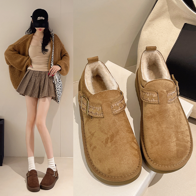 爆款大棉加厚秋冬新款软面百搭毛毛鞋子雪地棉勃肯鞋女休闲一脚蹬