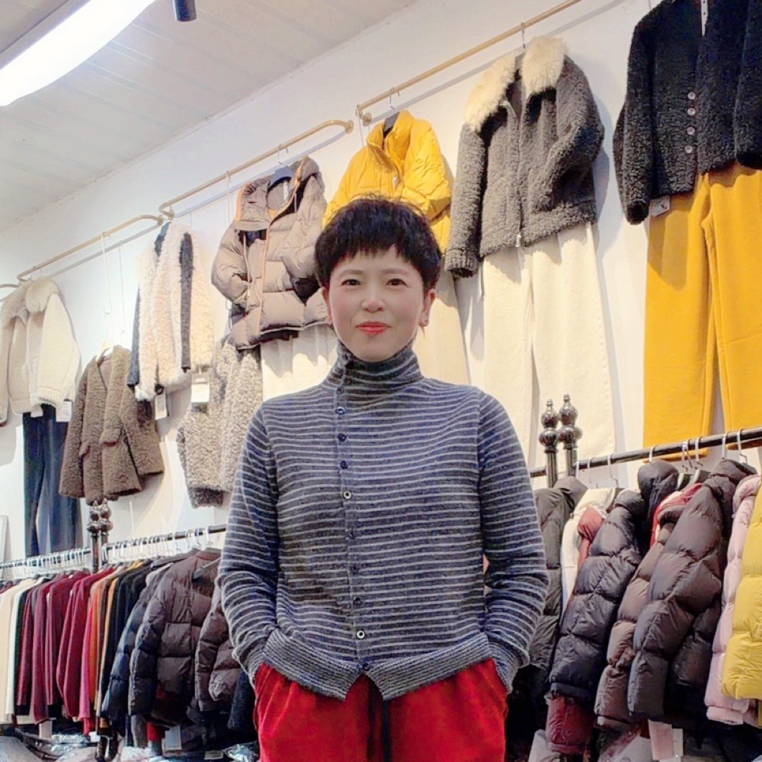 于红服装店秋冬新款条纹立领修身显瘦毛针织半打底衫女