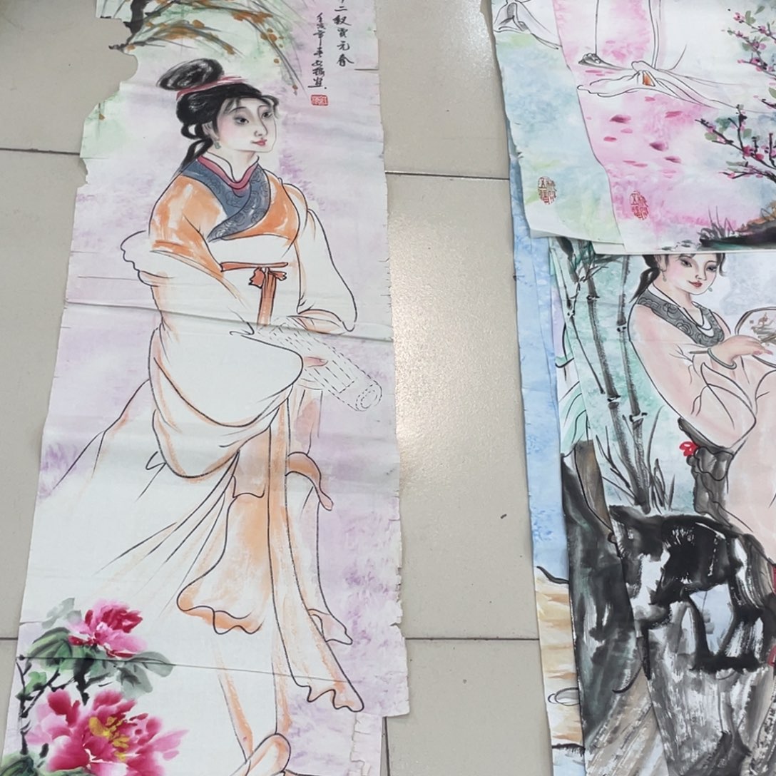 国画纯手绘人物山水