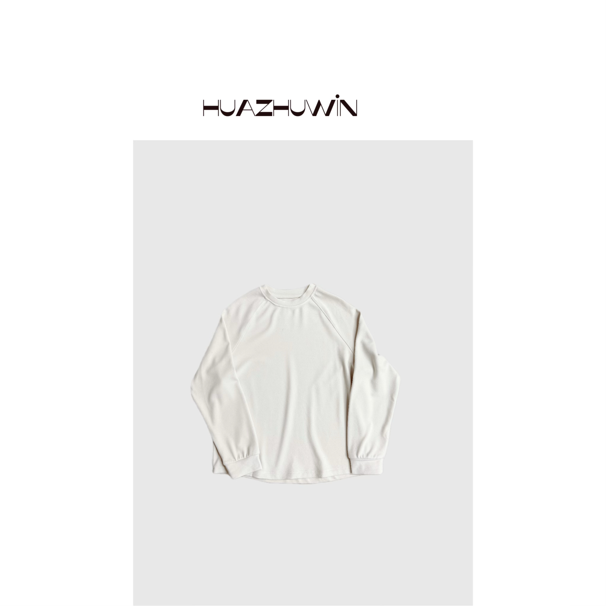 HZ-乳白色双面绒女装运动套头打底衫