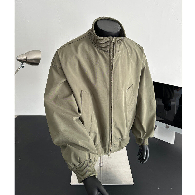 军绿色cleanfit飞行员夹克男春季新款美式高街立领棒球服短款外套