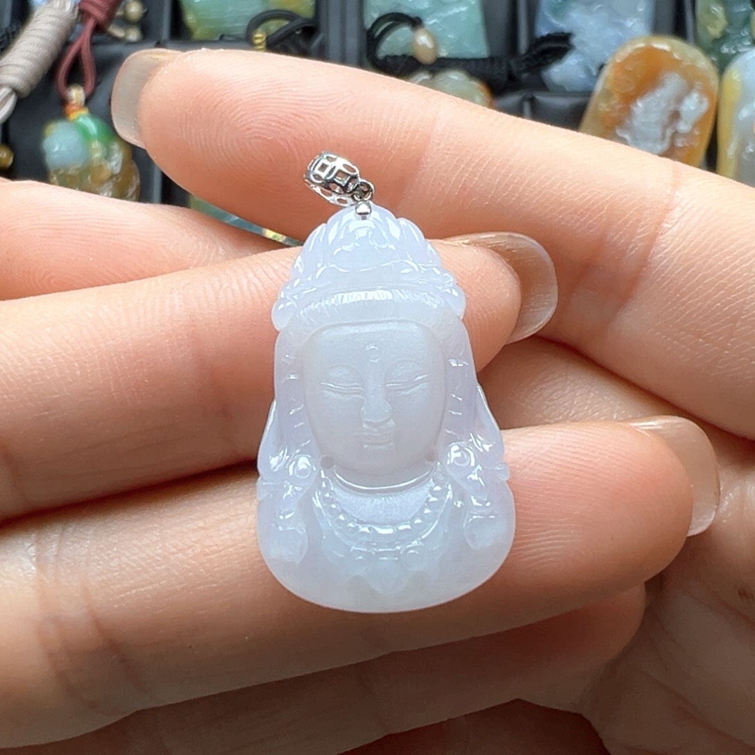 翡翠颈饰18K金镶嵌观音首