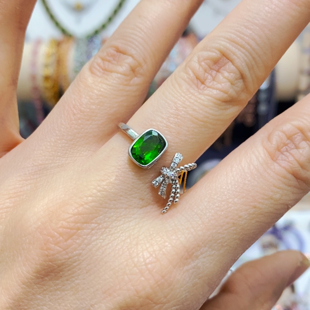 透辉石戒指银S925镶嵌