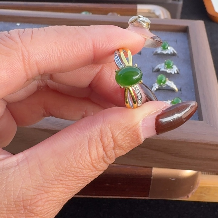 和田玉银S925镶嵌颈饰