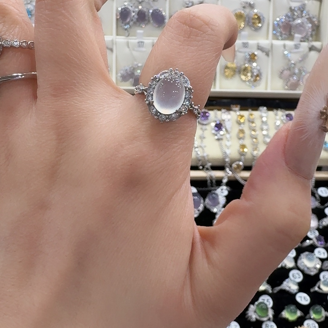 快***宝蛇纹石玉银S925镶嵌戒指