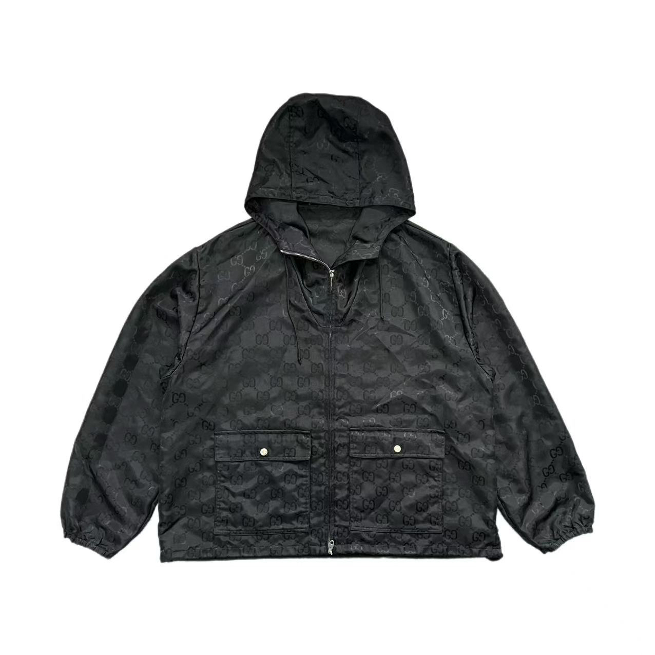 99新 GUCCI/古驰 经典老花双G满印连帽外套50码