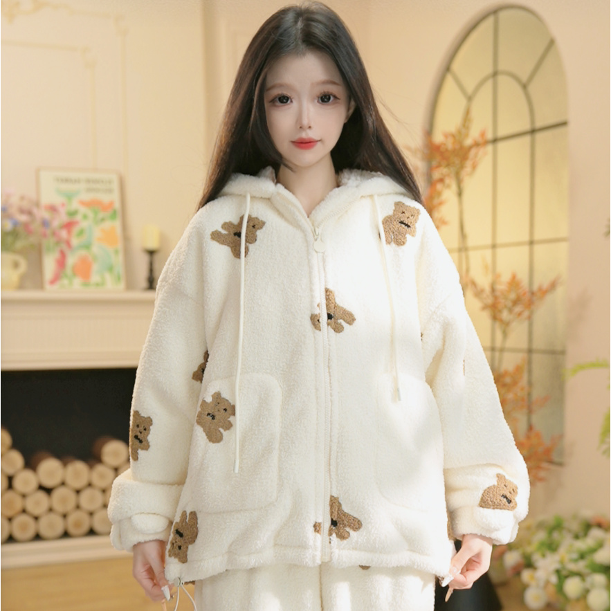 P冬季新款厚款长袖家居服高颜值柔软长袖睡衣套装