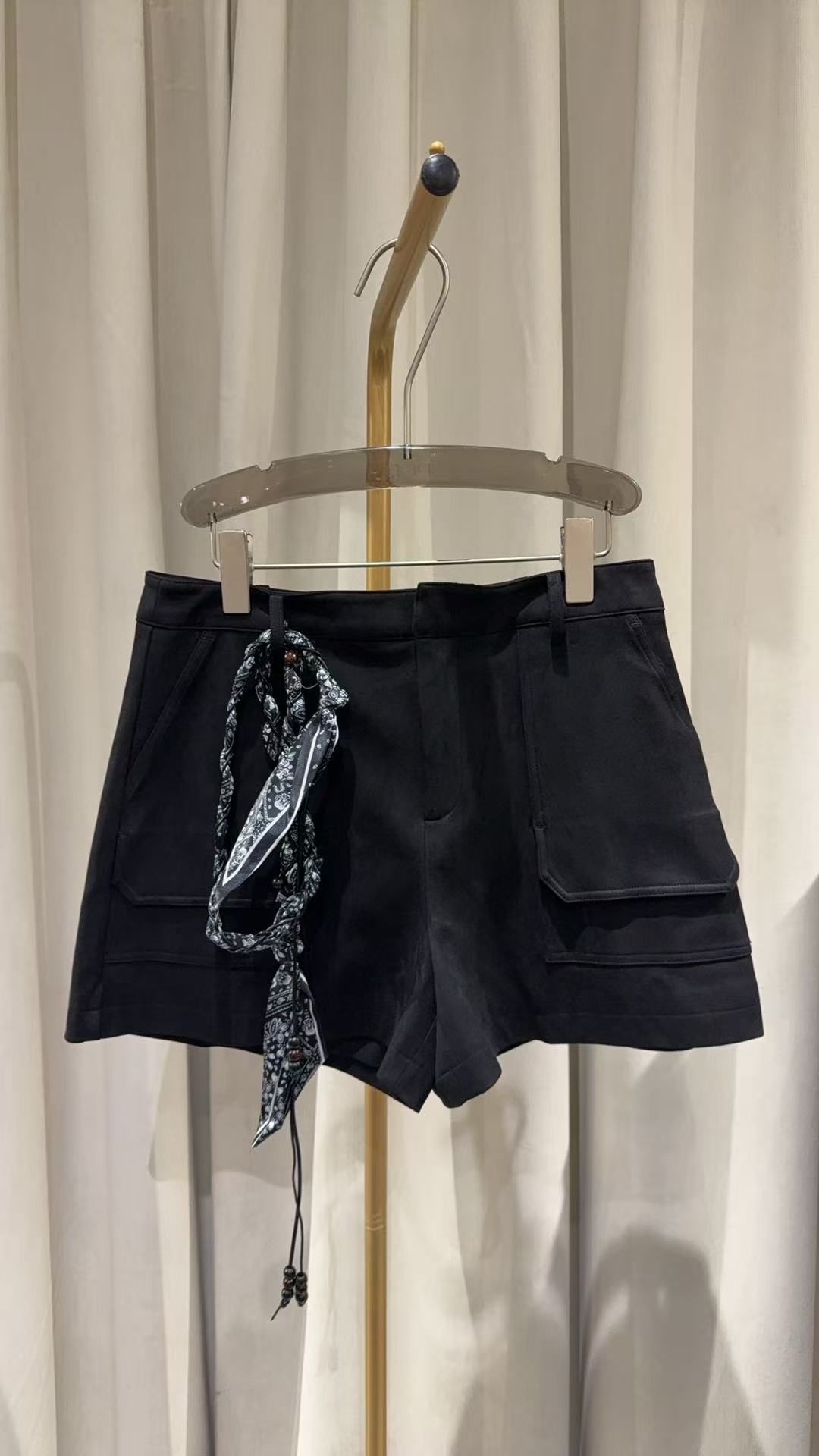 83188 韩版气质飘带短裤春秋冬季阔腿裤极简风休闲韩版气质