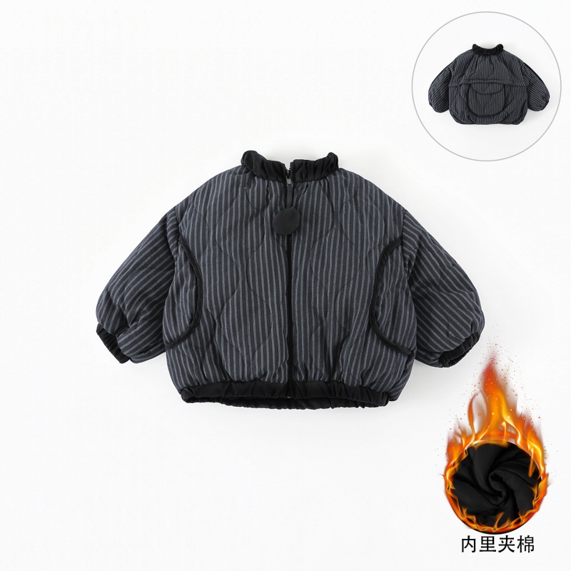 【夹棉】儿童棉服冬季新款男童韩版竖条纹拼接保暖夹棉外套AW078