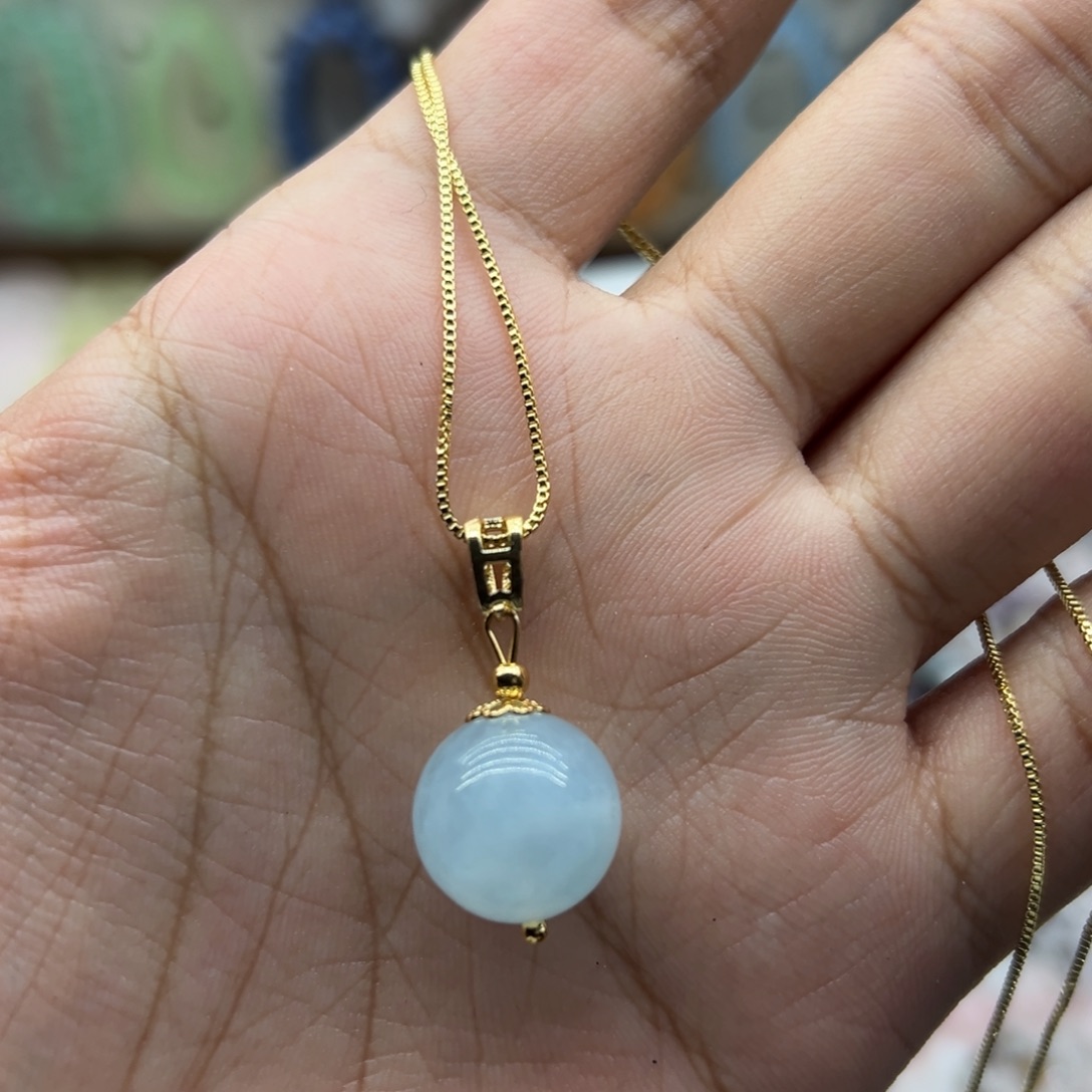 水晶手链未镶嵌海蓝宝吊坠