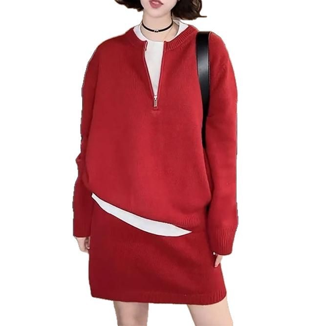 2025柚米春款慵懒针织套装裙时尚休闲韩版宽松加厚