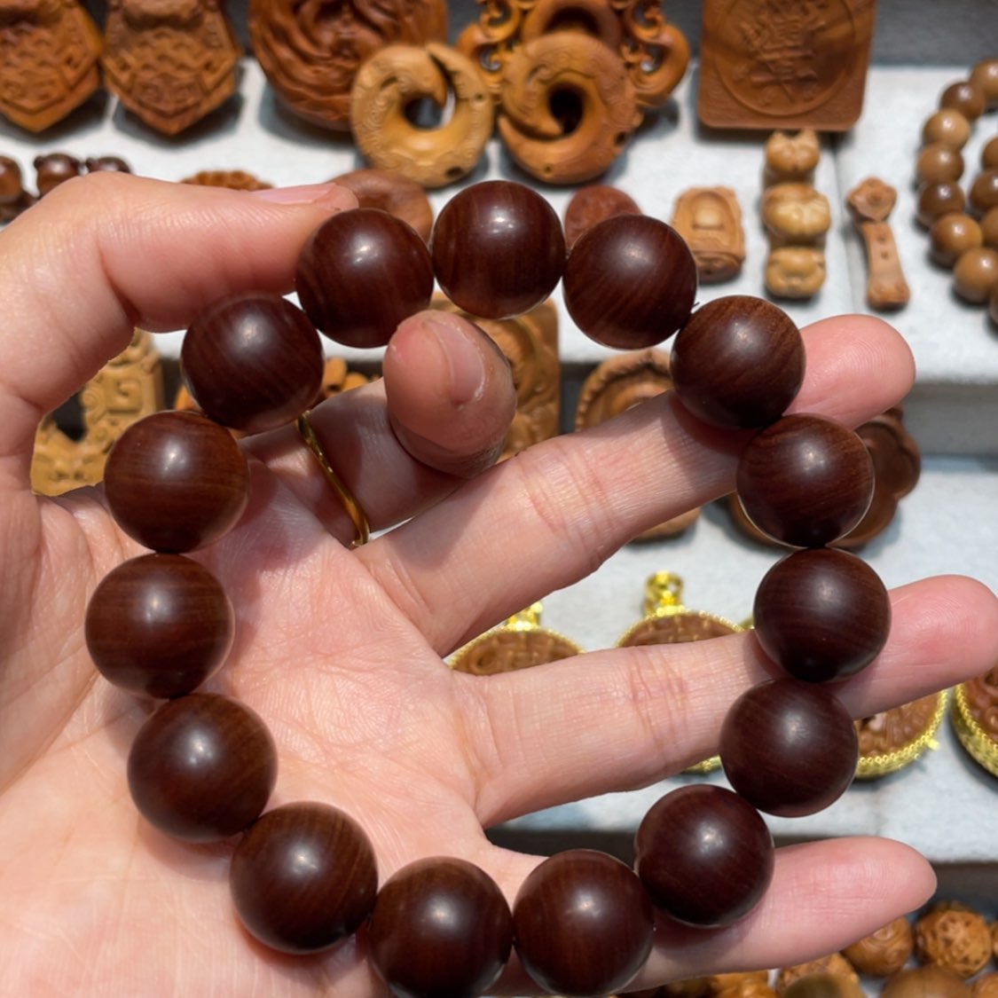 【闪购商品】檀香木手串/手链爱****?1.5横纹高货珠子