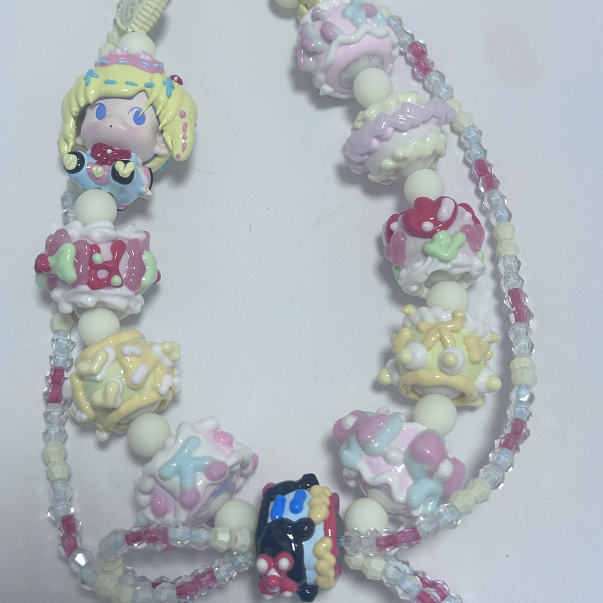 二改泡泡玛特手绘珠手机链包挂