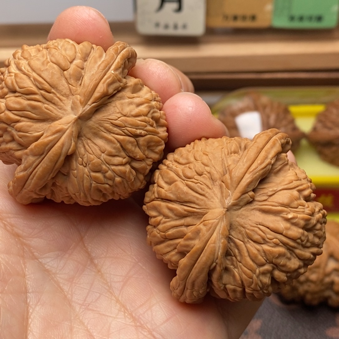 青***华把件文玩核桃白狮子47