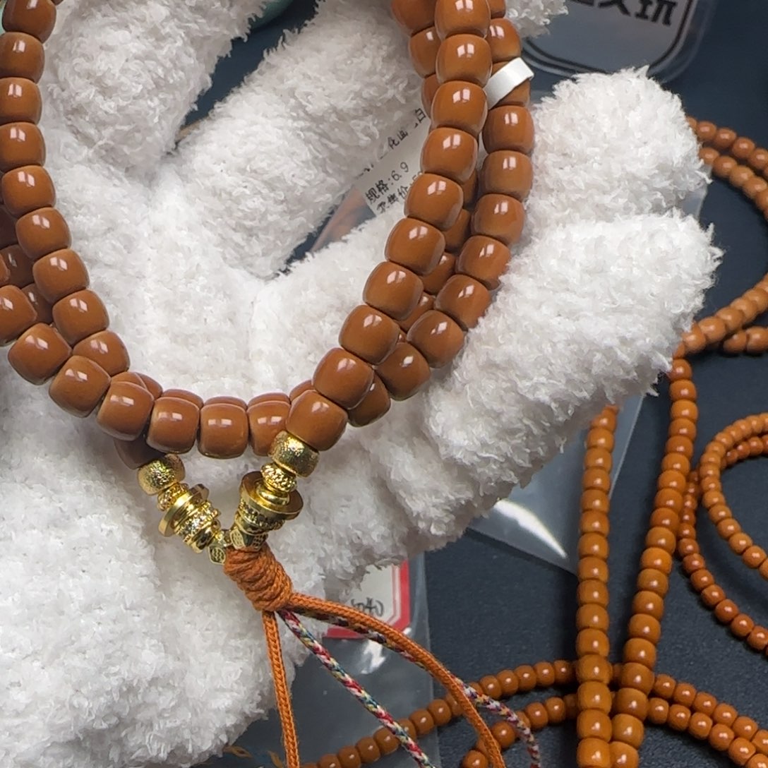 风***声橄榄核手串老挝长串极限弧三花无白6.9mm