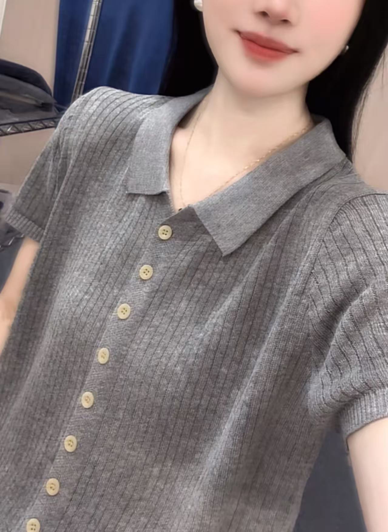 【赠运费补贴】娃娃领新款韩版短袖针织毛衣休闲百搭夏季-109.