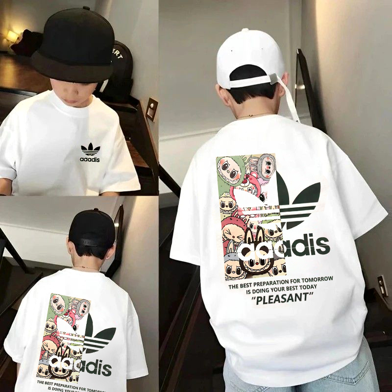 卡通萌宠家族~男童夏季韩版时髦韩版薄款舒适上衣T恤短袖10089