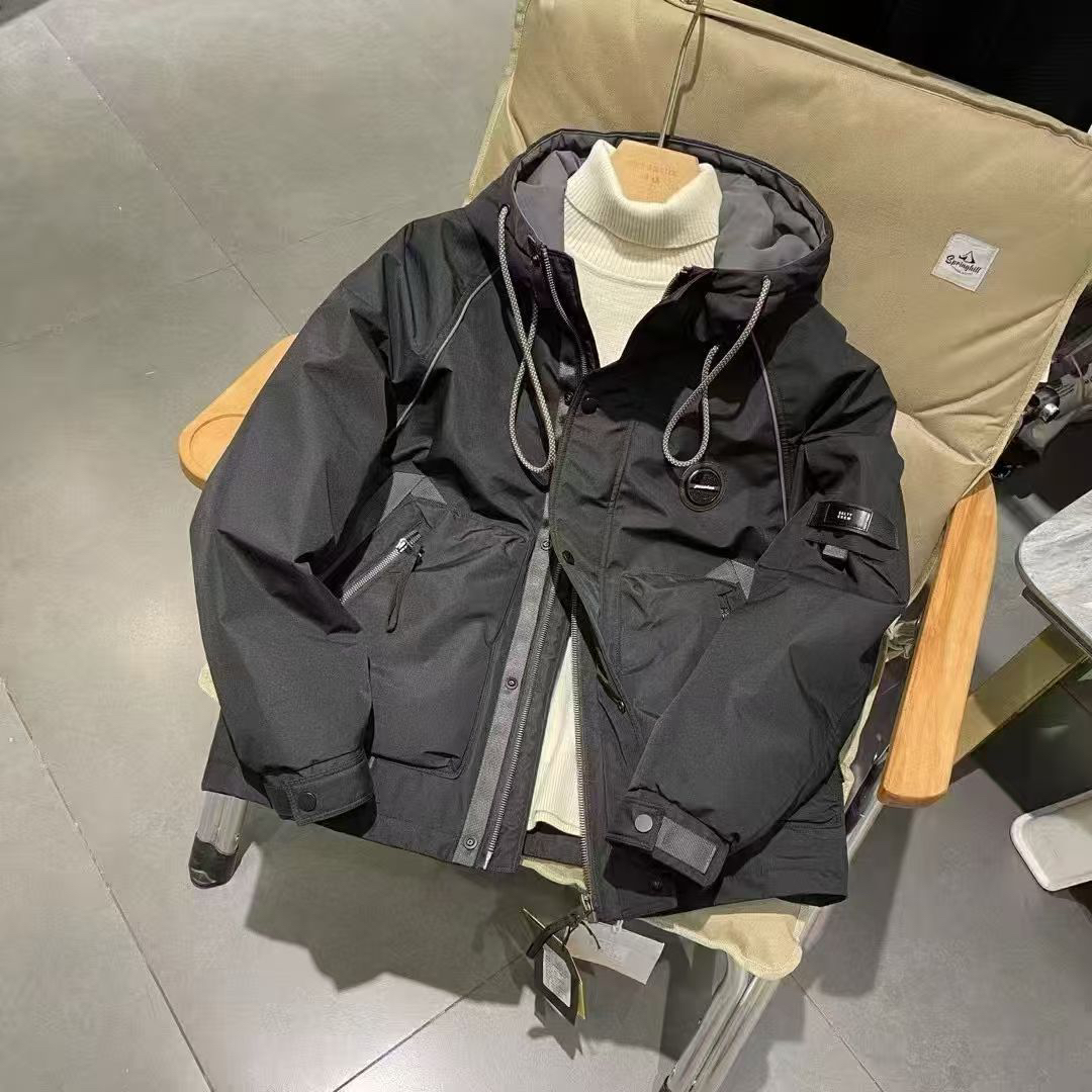 男士连帽加厚保暖冬季短款时尚工装休闲