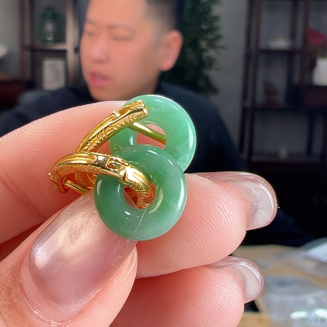 翡翠耳饰银S925镶嵌有瑕疵介意勿拍21