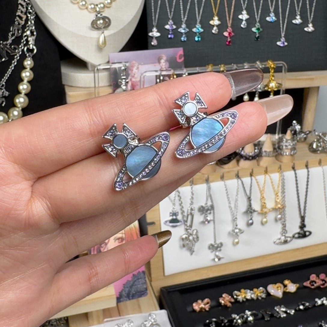 钛钢合金紫色母贝耳钉