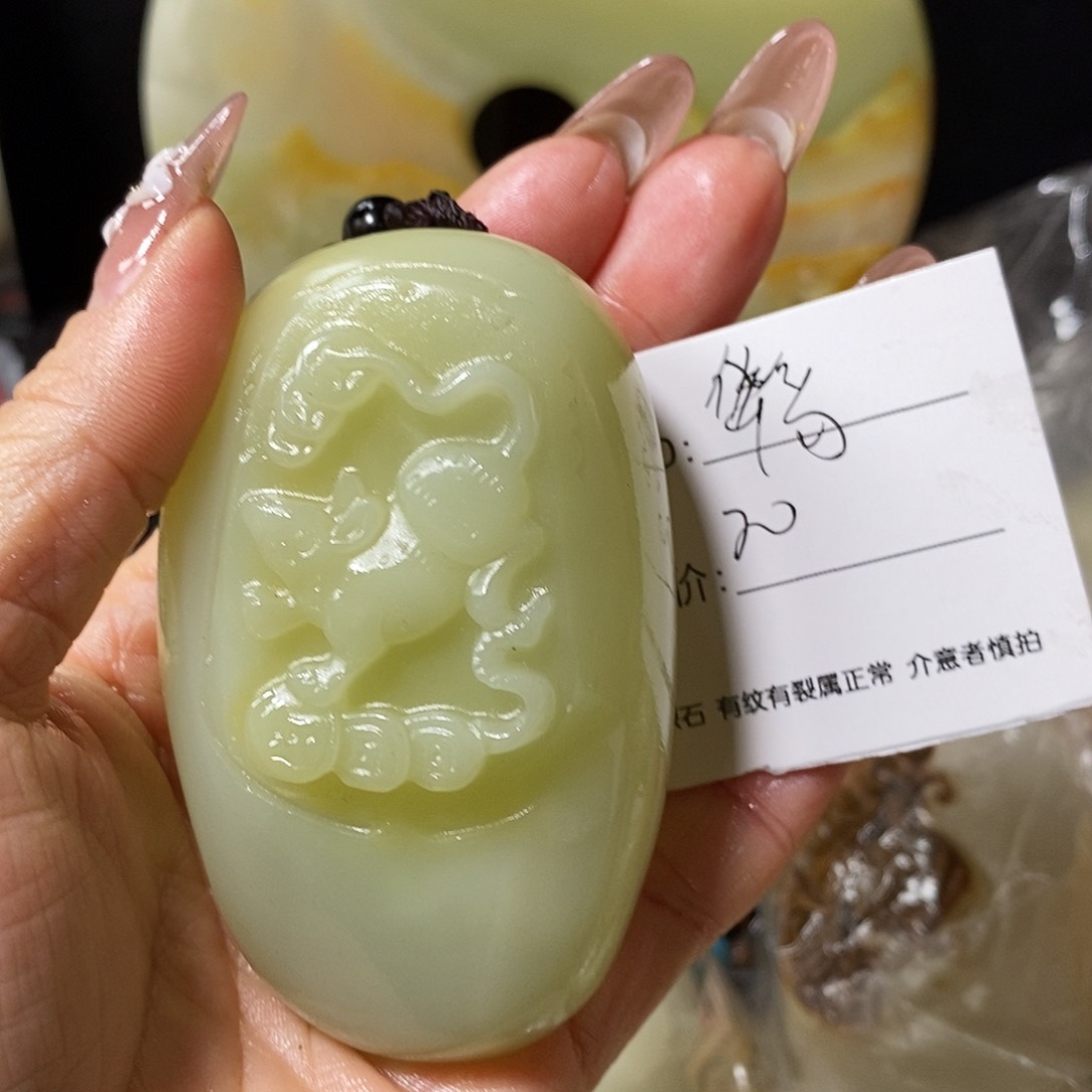 石材华*古青石手把件