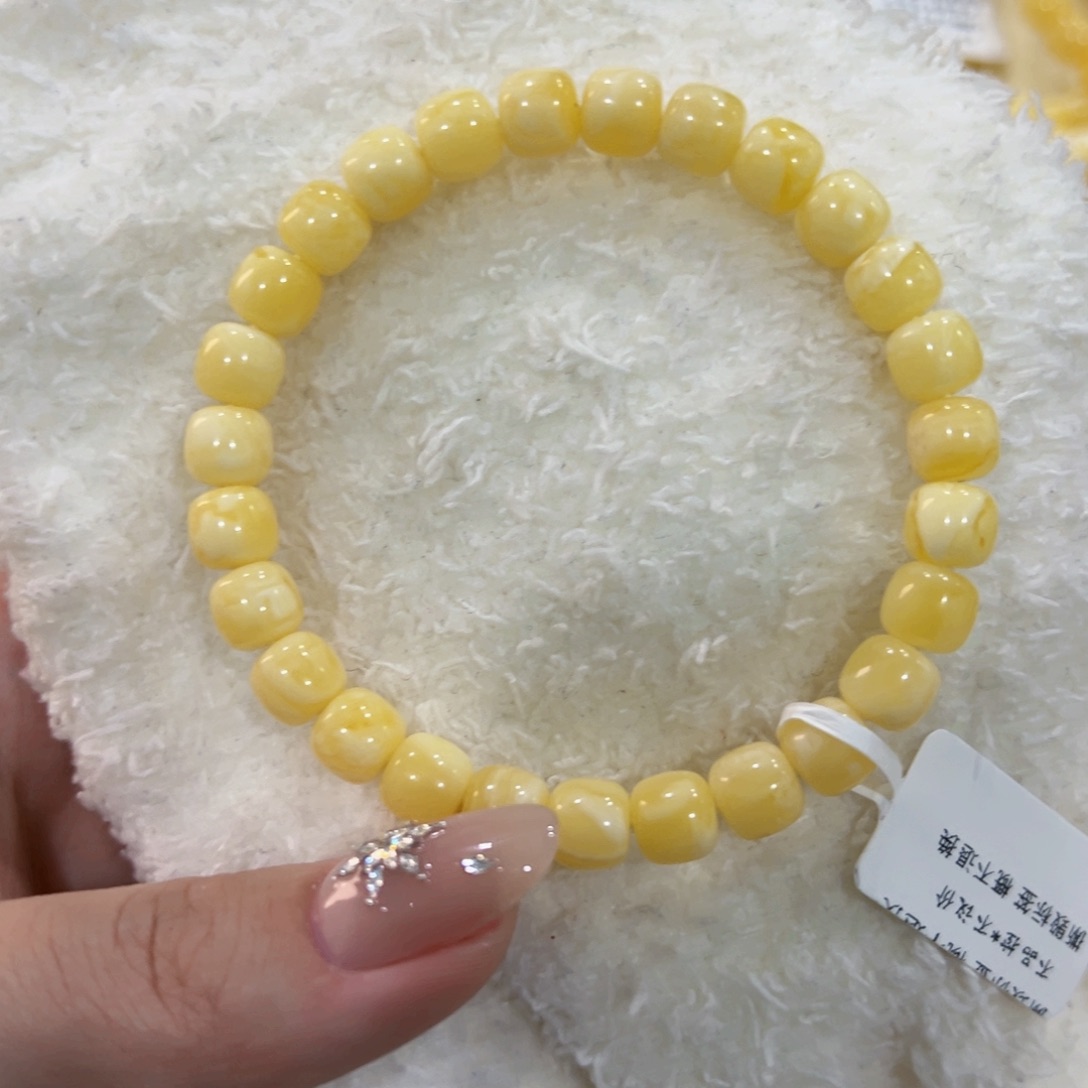 蜜蜡手链未镶嵌晚***晚7.5m浓蜡老型手串