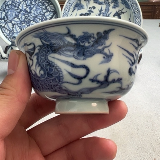 明续幽蓝龙纹压手