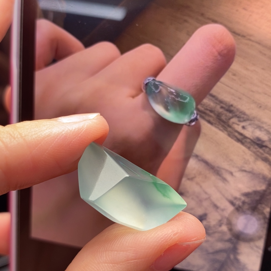 定制翡翠未镶嵌起杠随形戒