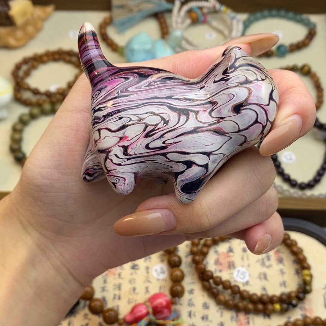 库克手串未镶嵌大漆猫大