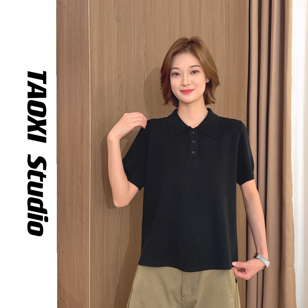 [TAOXI]2025夏款小众设计极简风轻薄款百搭透气天爽亚麻POLO衫