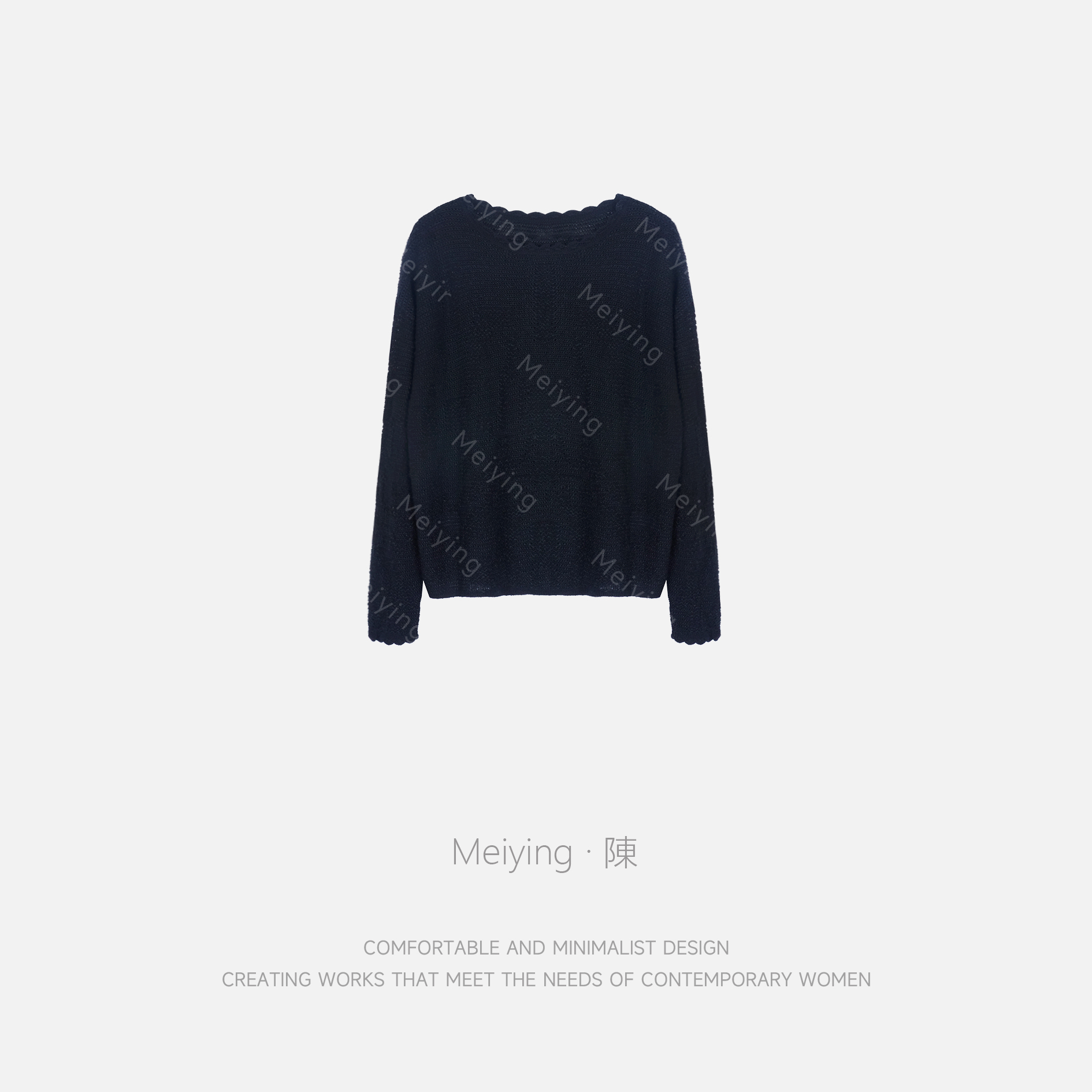 Meiying-天丝羊毛混纺花朵领松弛感套头毛衫YA5QM004