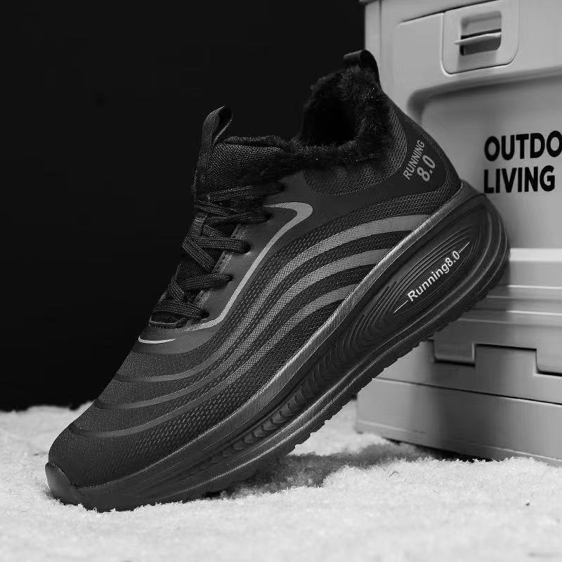 S努克全皮面加绒情侣款防滑超轻减震回弹运动鞋