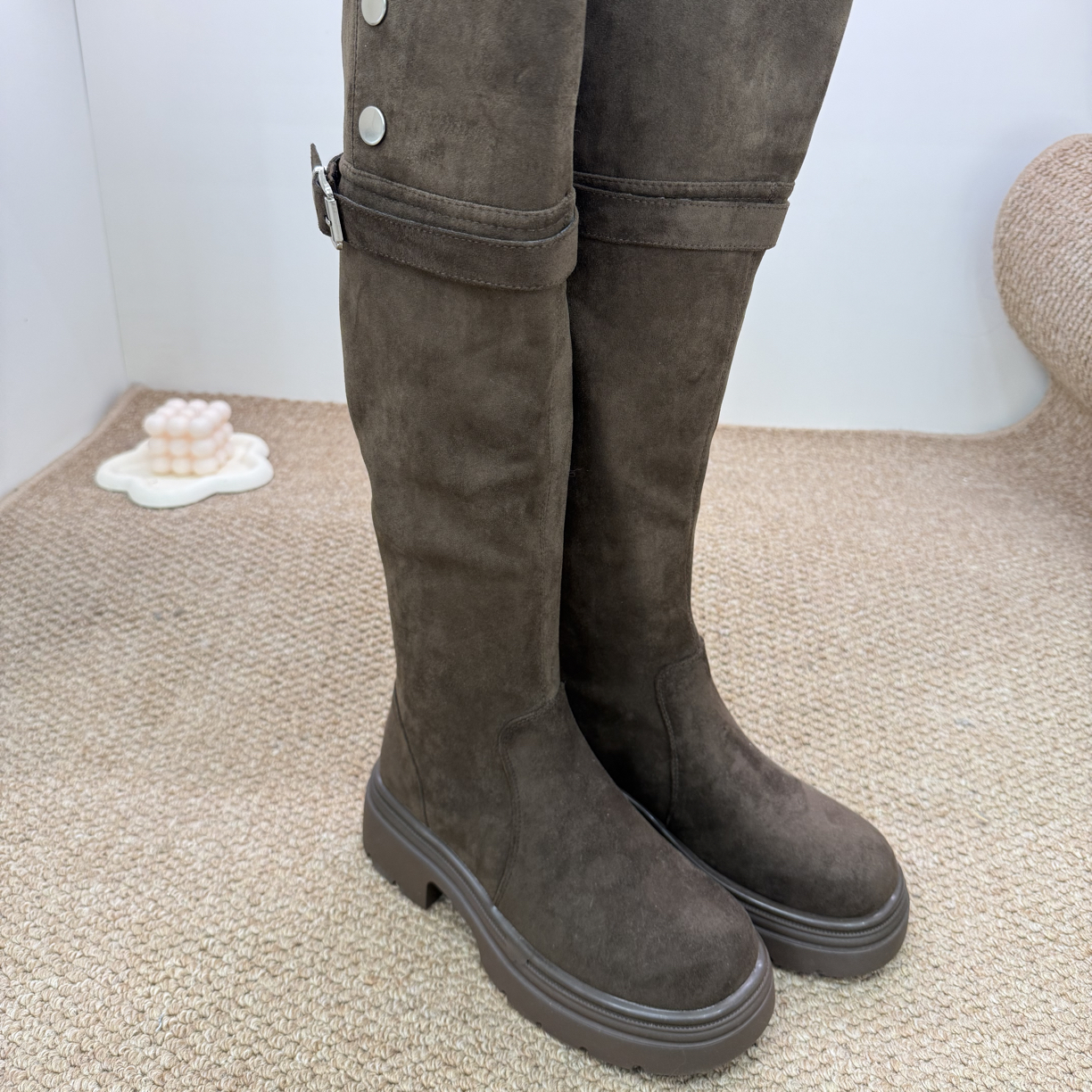 6838过膝绒面长靴