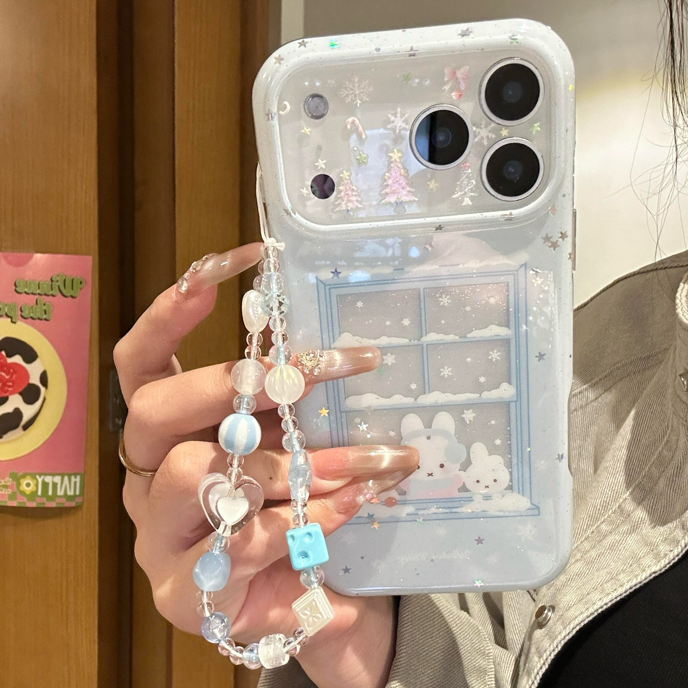 ins风雪花窗户米菲适用苹果16promax手机壳iPhone17p女款14个性13